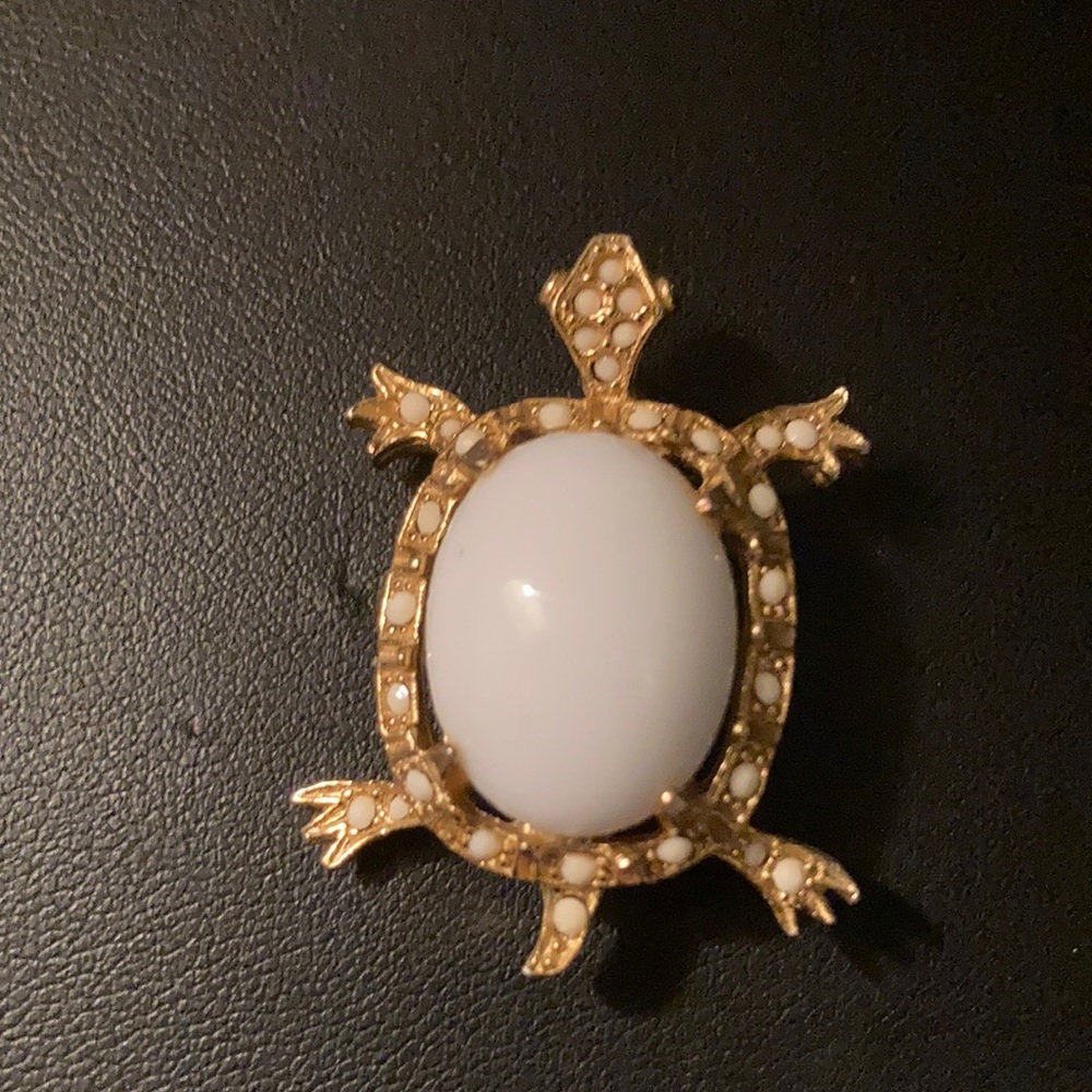 De Nicola green eyed turtle brooch